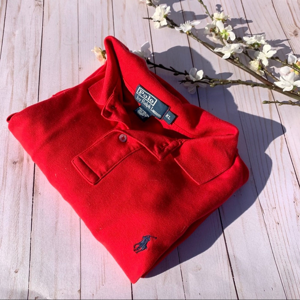 Polo by Ralph Lauren Shirt Red w/ Blue Crest XL